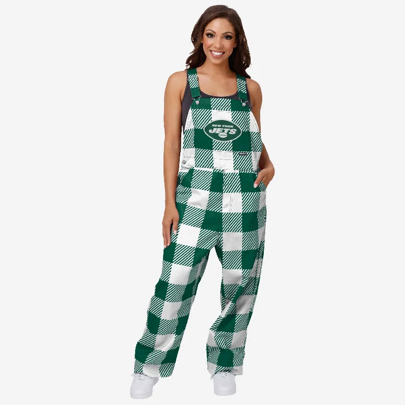 New York Jets Womens Plaid Bib Overalls