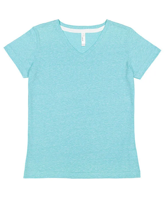 3591 - LAT Ladies V-Neck Harborside Melange Jersey T-Shirt