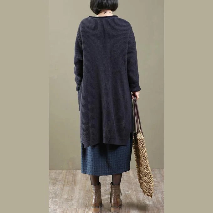 blue oversized knit cardigan coats long sweater outwear