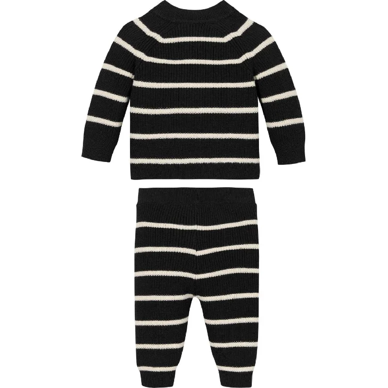 Calvin Klein Ck Black/ Whitecap Gray Stripe Knitted Stripe Set