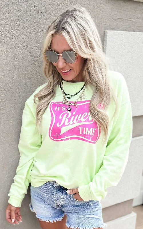 It's River Time Graphic Crewneck Sweatshirt*