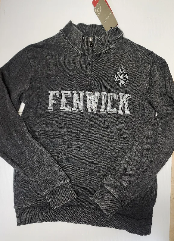 Vintage Black Unisex Comfort Wash 1/4 Zip Fenwick Shield Sweatshirt