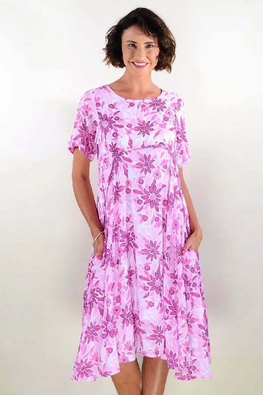 Pink Petals Midi Tunic Dress