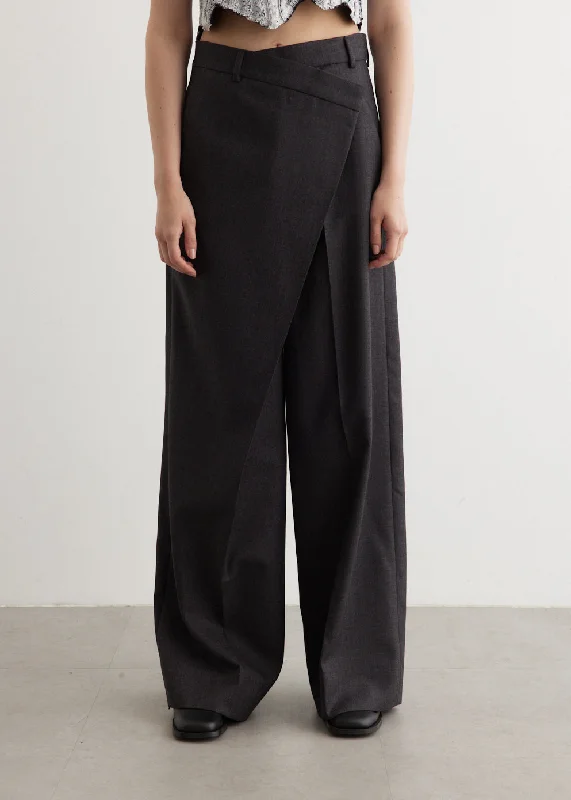 Poffee Melange Wool Wrap Trousers