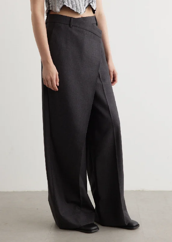 Poffee Melange Wool Wrap Trousers