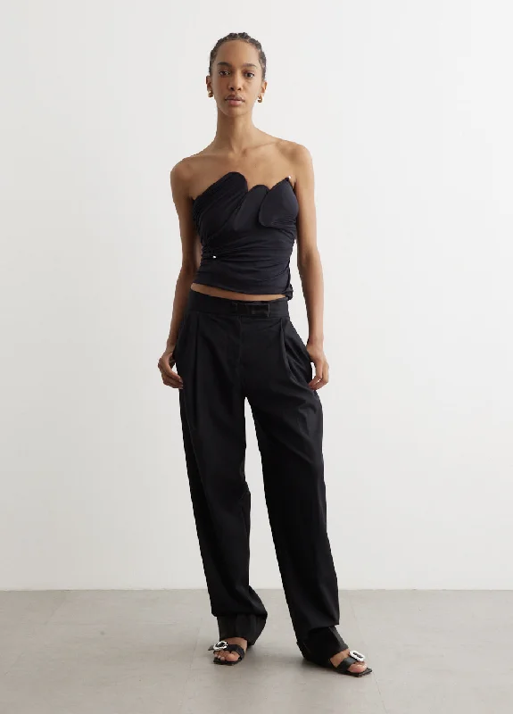 Satin Waist Pegged Trousers