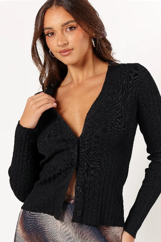 Seraphine Knit Cardigan Top - Black