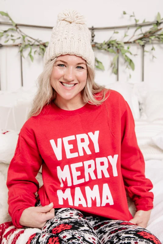 Very Merry Mama Red Crewneck Sweatshirt**