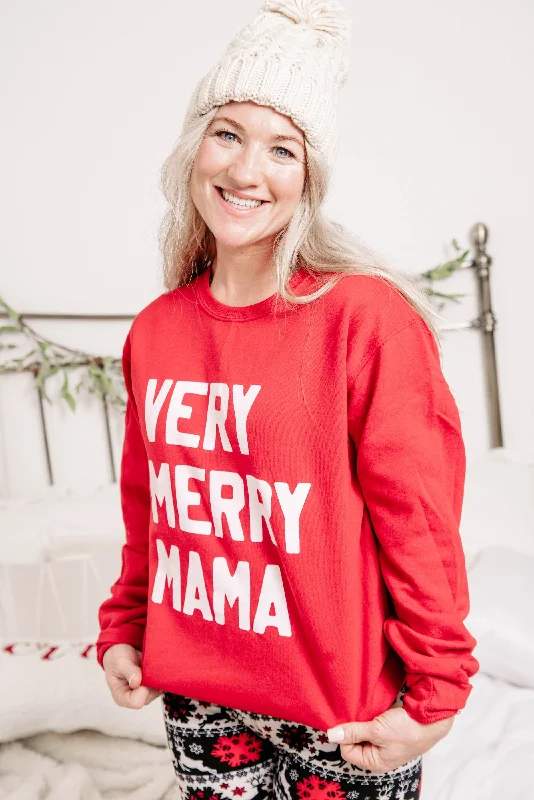 Very Merry Mama Red Crewneck Sweatshirt**