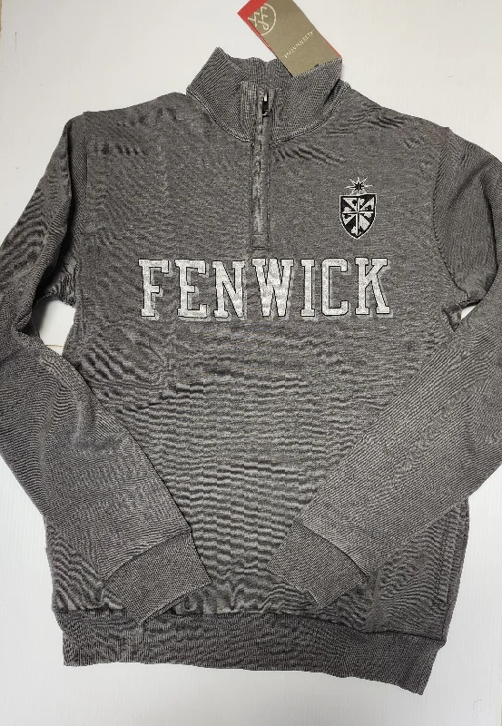 Vintage Washed Nickle Unisex Comfort Wash 1/4 Zip Fenwick Shield Sweatshirt