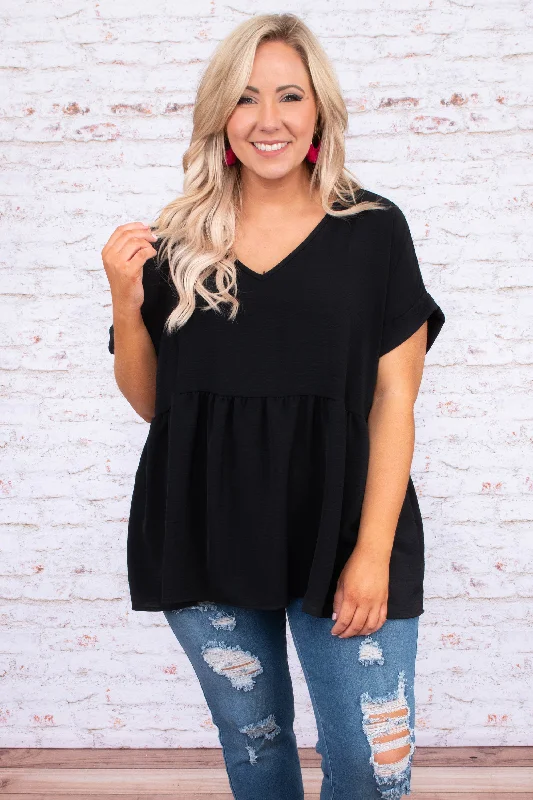 Wide Eyed Gaze Top, Black