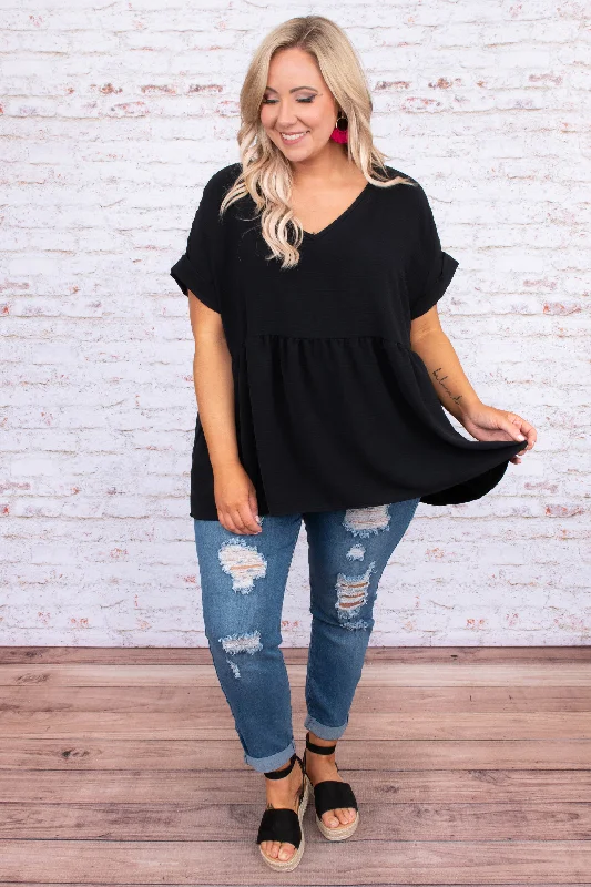 Wide Eyed Gaze Top, Black