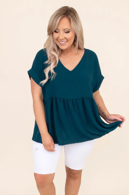 Wide Eyed Gaze Top, Teal