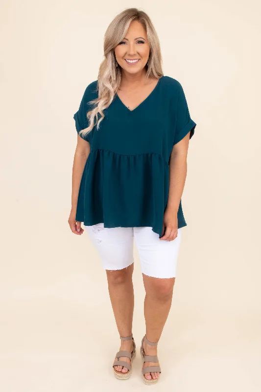 Wide Eyed Gaze Top, Teal