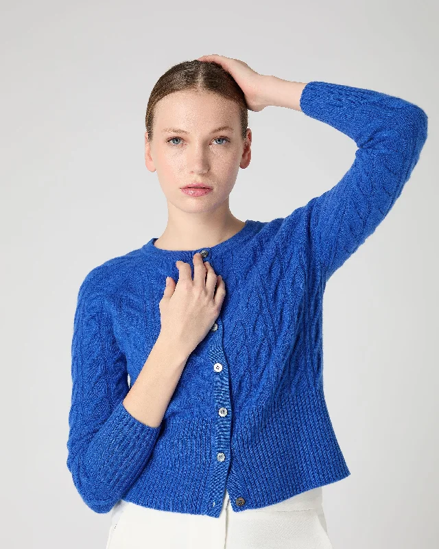 Women's Myla Cable Cashmere Cardigan Sonic Blue