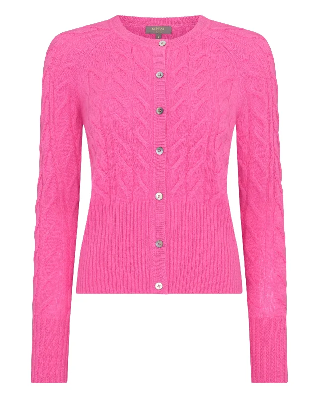 Women's Myla Cable Cashmere Cardigan Vibrant Pink