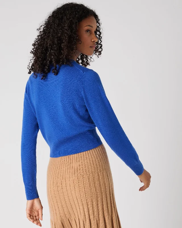 Women's Ivy Cropped Cashmere Cardigan Sonic Blue