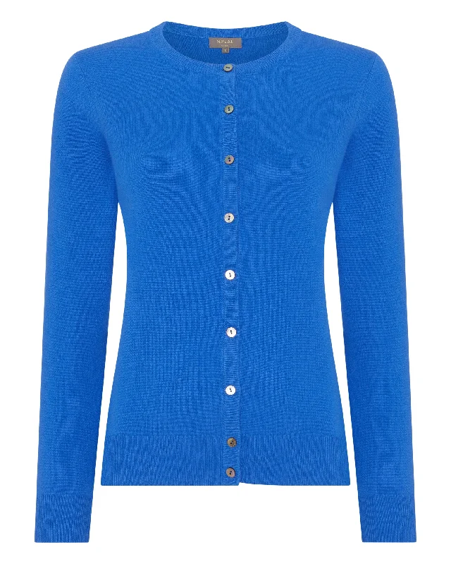 Women's Olivia Round Neck Cashmere Cardigan Sonic Blue