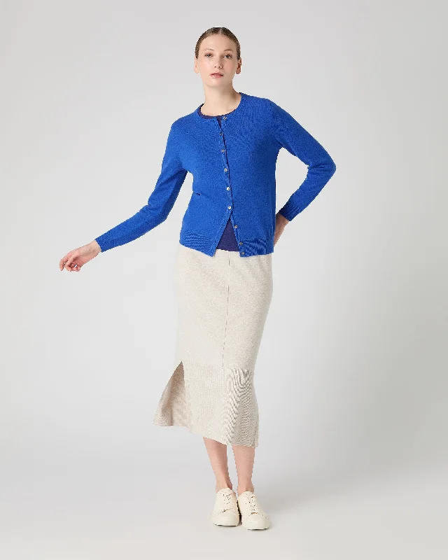 Women's Olivia Round Neck Cashmere Cardigan Sonic Blue