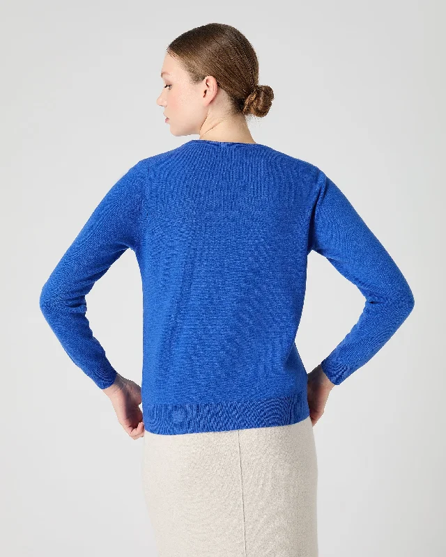 Women's Olivia Round Neck Cashmere Cardigan Sonic Blue