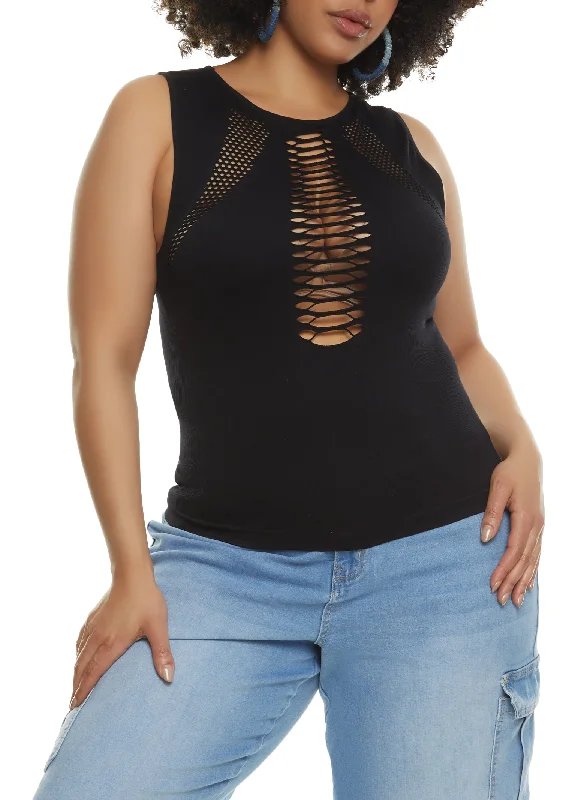 Plus Size Seamless Cut Out Tank Top