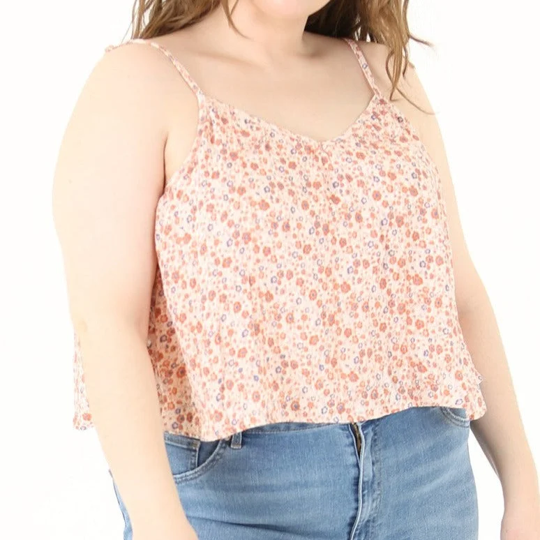 Women's Plus Size Floral Sleeveless Crop Top