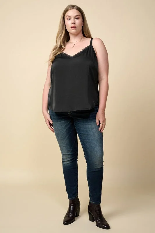 Women's Lace Trim Plus Size Cami (Available in 2 Colors)