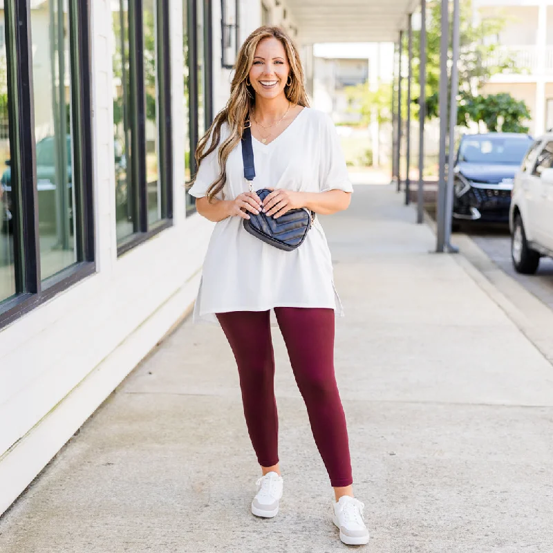 First Place Leggings, Dark Burgundy