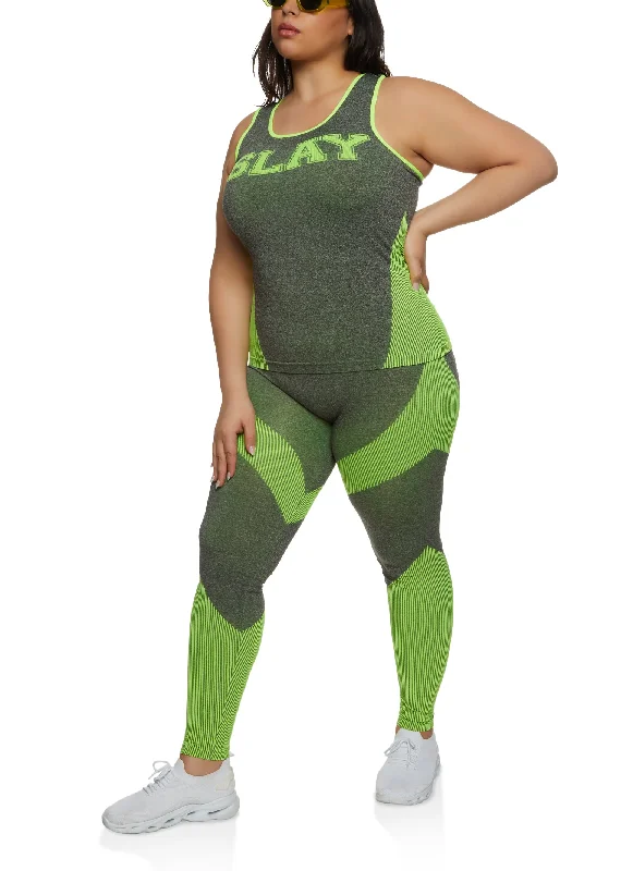 Plus Size Seamless Slay Graphic Racerback Tank Top