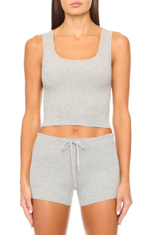 Square Neck Tank In Heather Grey