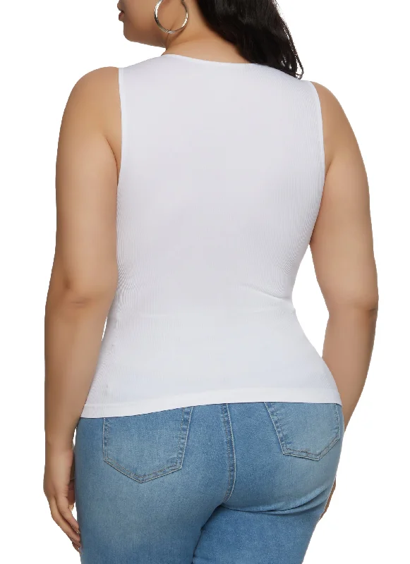 Plus Size Seamless Cut Out Tank Top