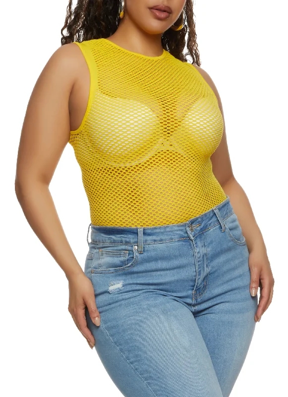 Plus Size Fishnet Seamless Tank Top