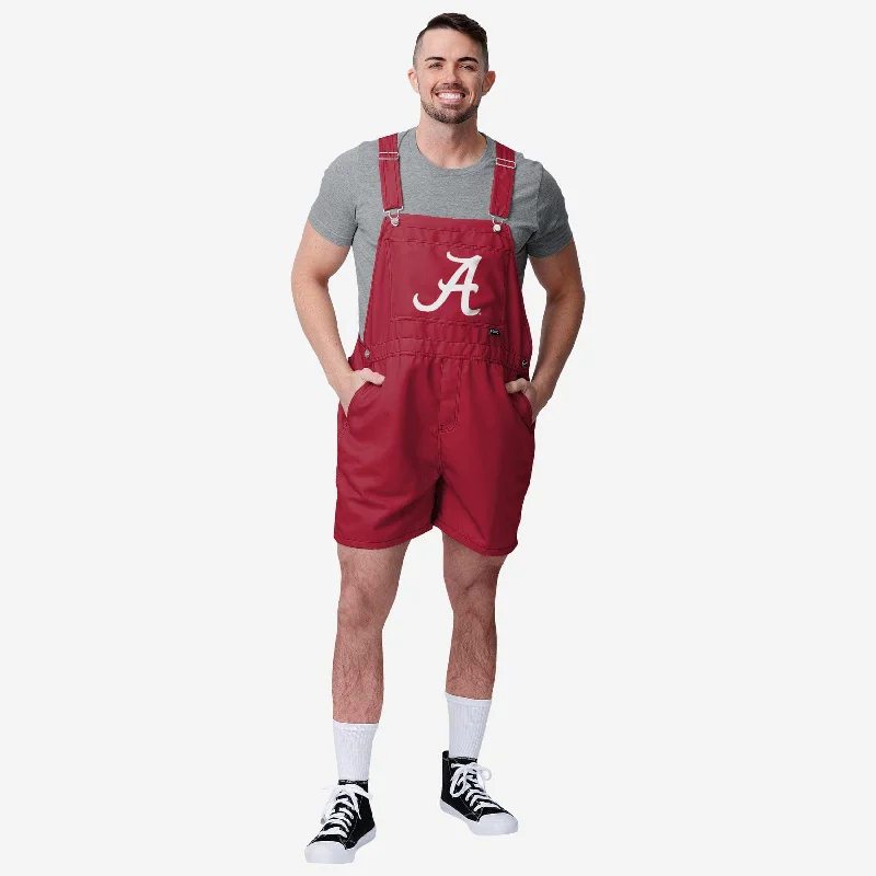 Alabama Crimson Tide Mens Solid Big Logo Bib Shortalls