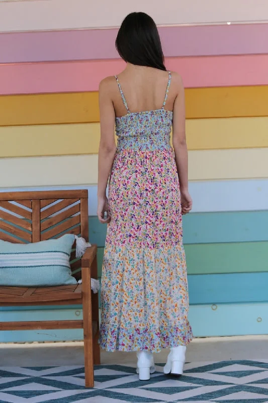 Angie Summer Print Maxi Dress - Multi