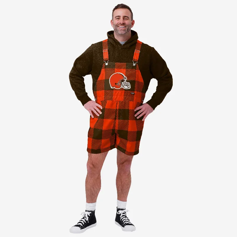 Cleveland Browns Mens Plaid Bib Shortalls