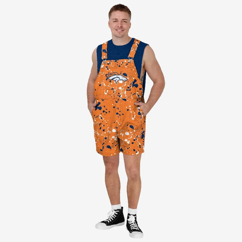 Denver Broncos Mens Paint Splatter Bib Shortalls