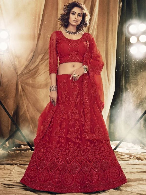 Embroidered Net & Silk Satin