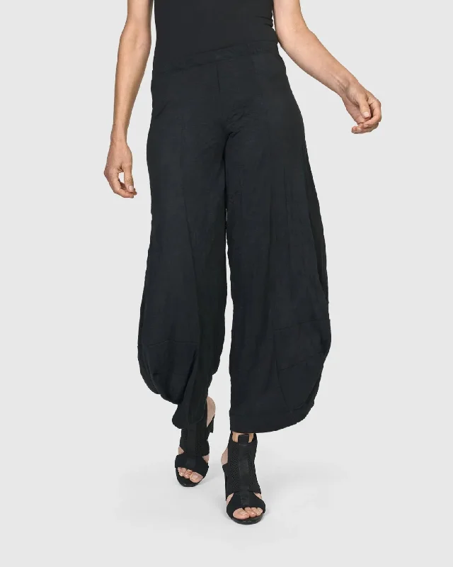 Enigma Crinkle Punto Pants, Black