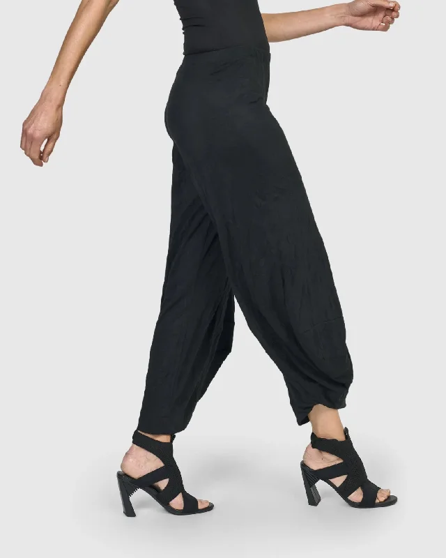 Enigma Crinkle Punto Pants, Black