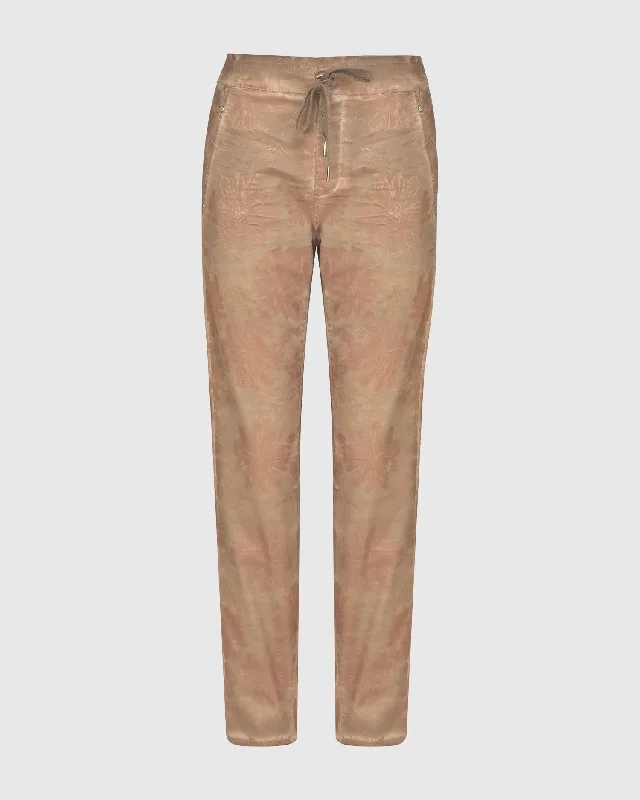 Floral Iconic Stretch Jeans, Gold Wash