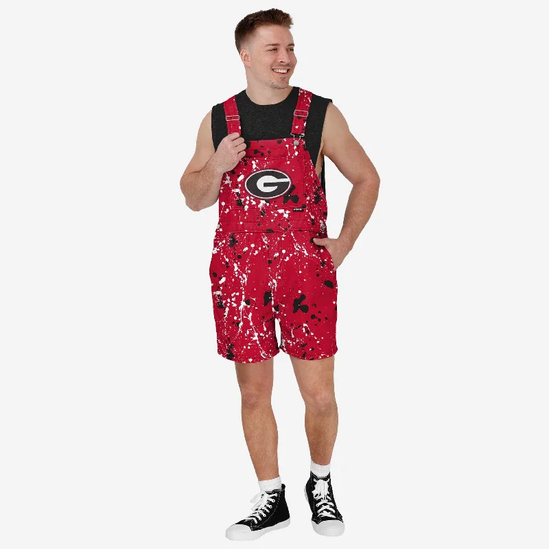 Georgia Bulldogs Mens Paint Splatter Bib Shortalls