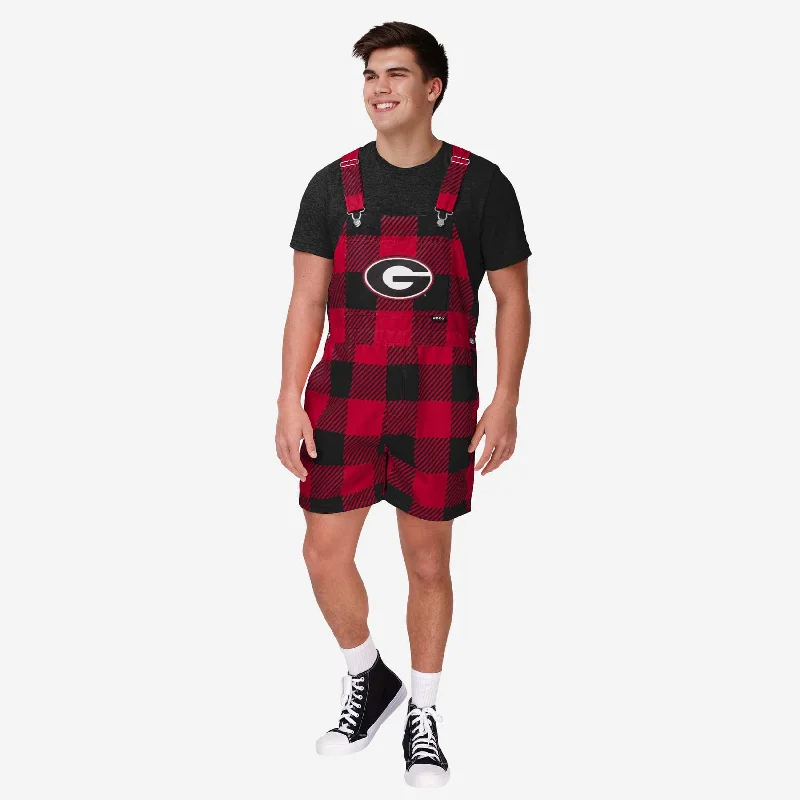 Georgia Bulldogs Mens Plaid Bib Shortalls