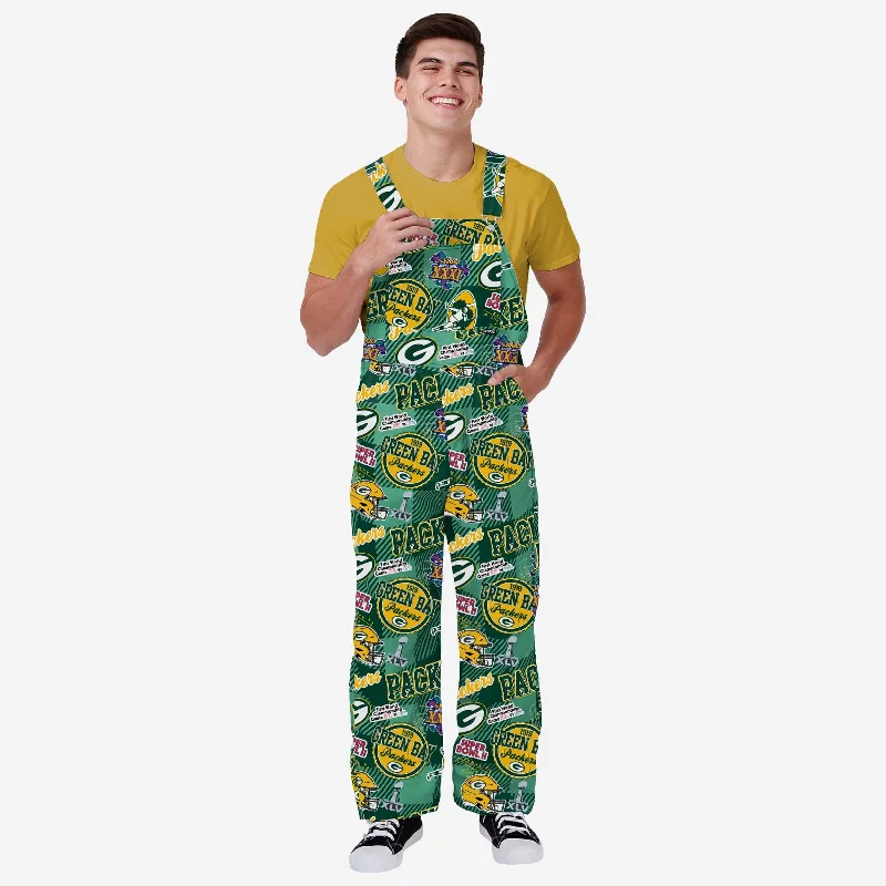 Green Bay Packers Mens Historic Print Bib Overalls