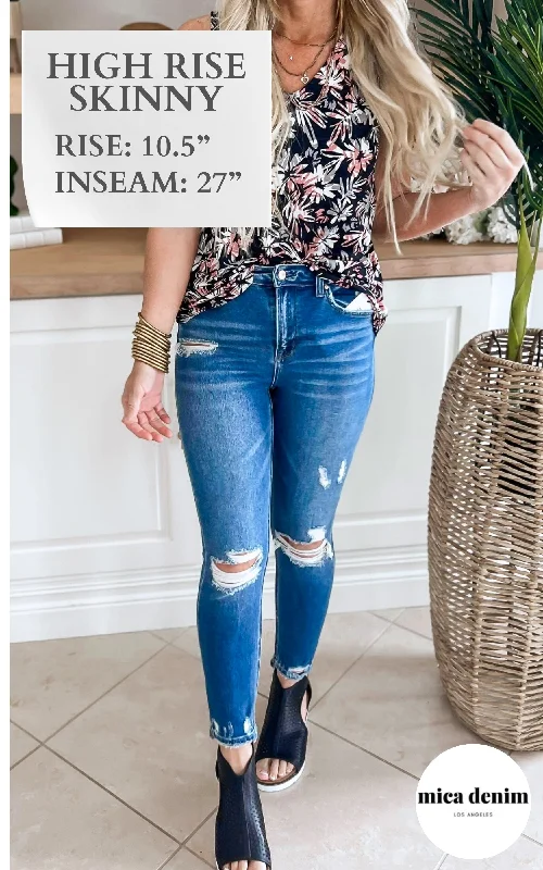 High Rise Crop Skinny w/ Step Hem-Mica