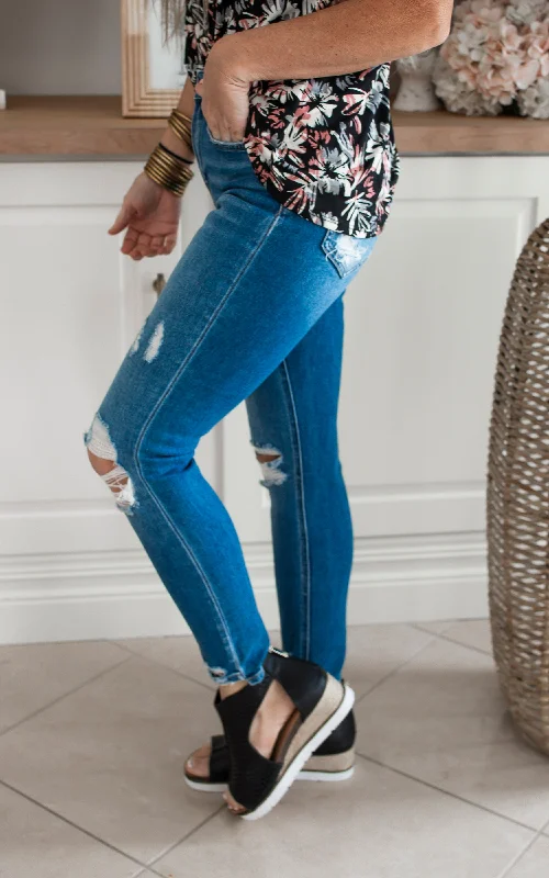 High Rise Crop Skinny w/ Step Hem-Mica