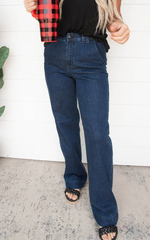 High Waist Clean Wash Trouser Wide Leg Denim Jean | Judy Blue - Final Sale