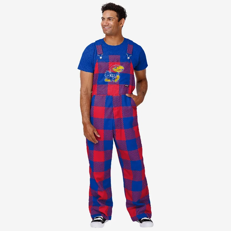 Kansas Jayhawks Mens Plaid Bib Overalls