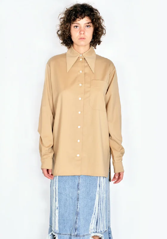 KWAIDAN EDITIONS AW21WT086W_FW FLUID WOOL SHIRT BEIGE