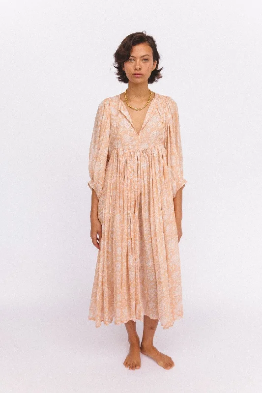 Kyra Midi Dress ~ Apricot Blush