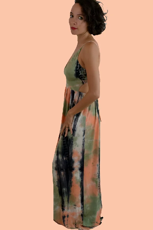 Bear Dance Tie Dye Maxi Dress - Olive/Orange